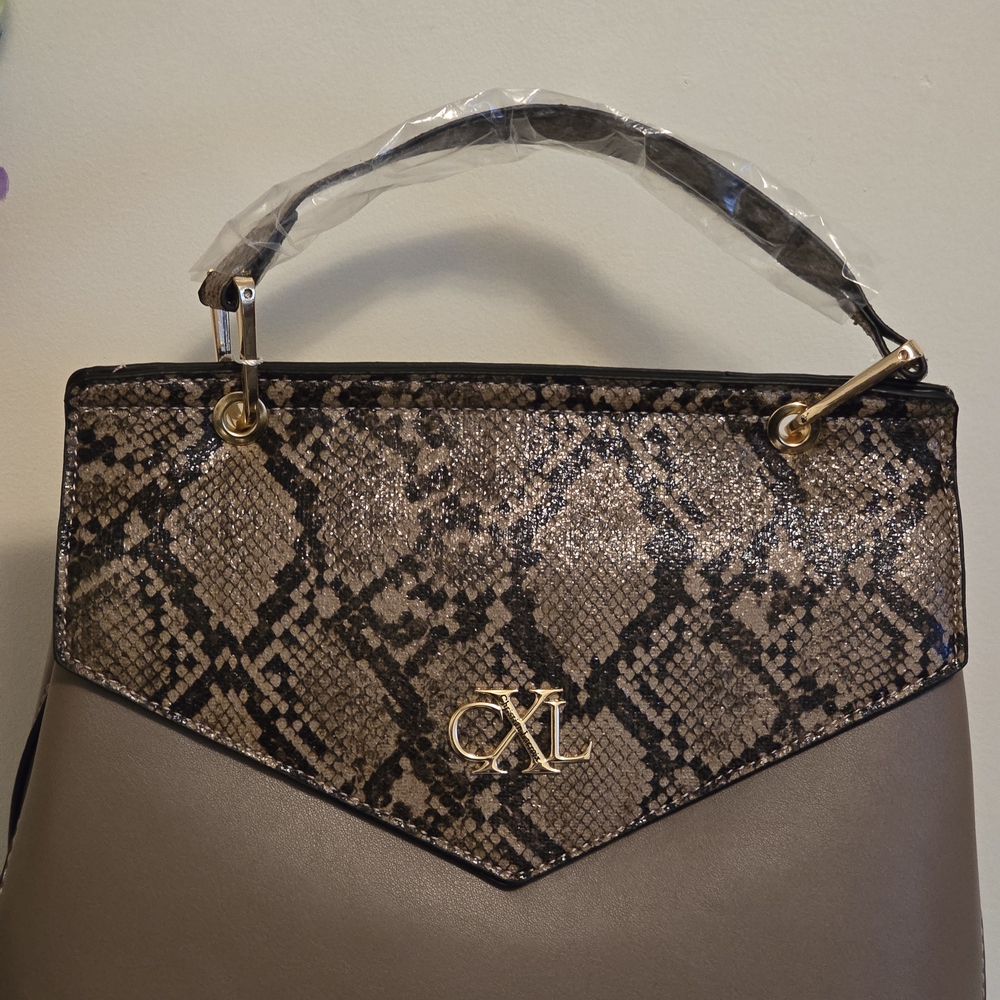 NO CALL OUTS!NWT Christian Lacroix Snakeskin Patterned Tan and Black Women's Bag